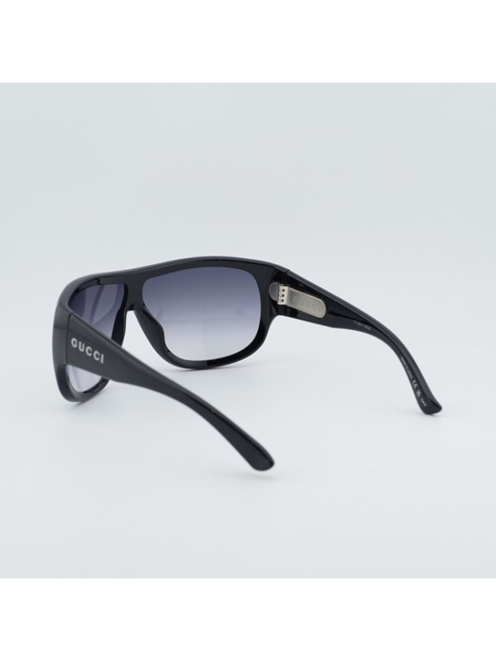 Gucci GG2168S 008 Sunglasses Shiny Black Shield Frame, Grey Gradient Lenses - Picture 9 of 10